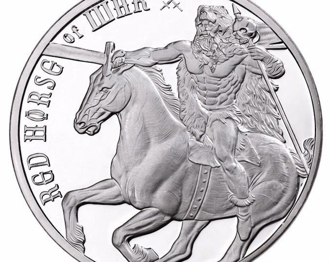 RARE COIN!  1oz .9999 Solid Silver Coin Red Horse Of War from The Four Horsemen Of The Apocalypse Series (Precious Metal Options Avail.)