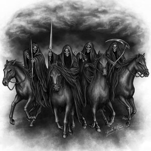 a group of people riding on the backs of horses