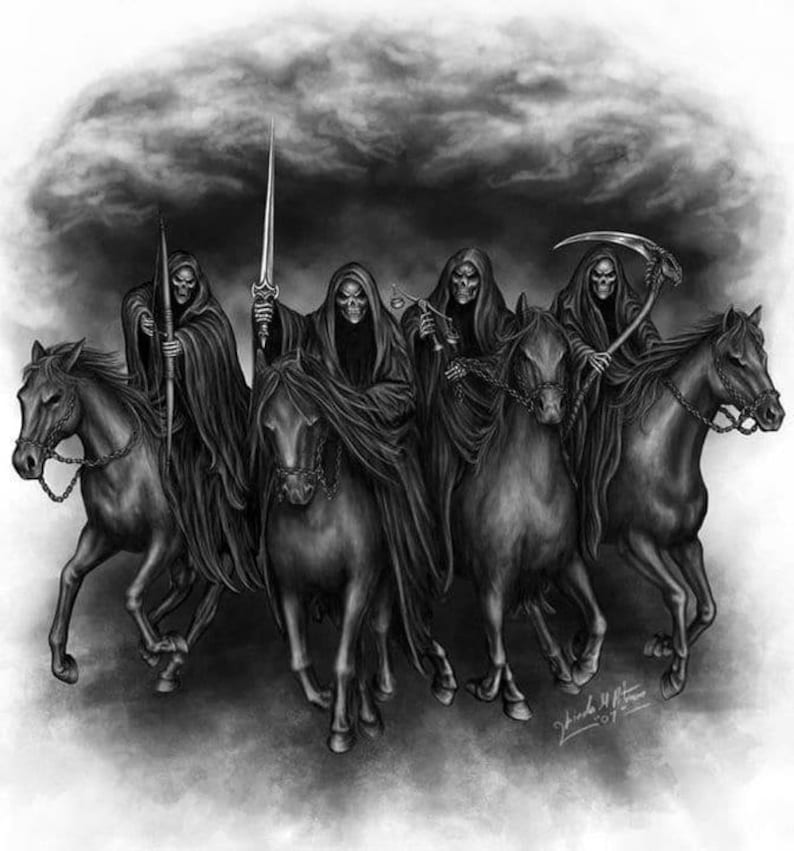 a group of people riding on the backs of horses