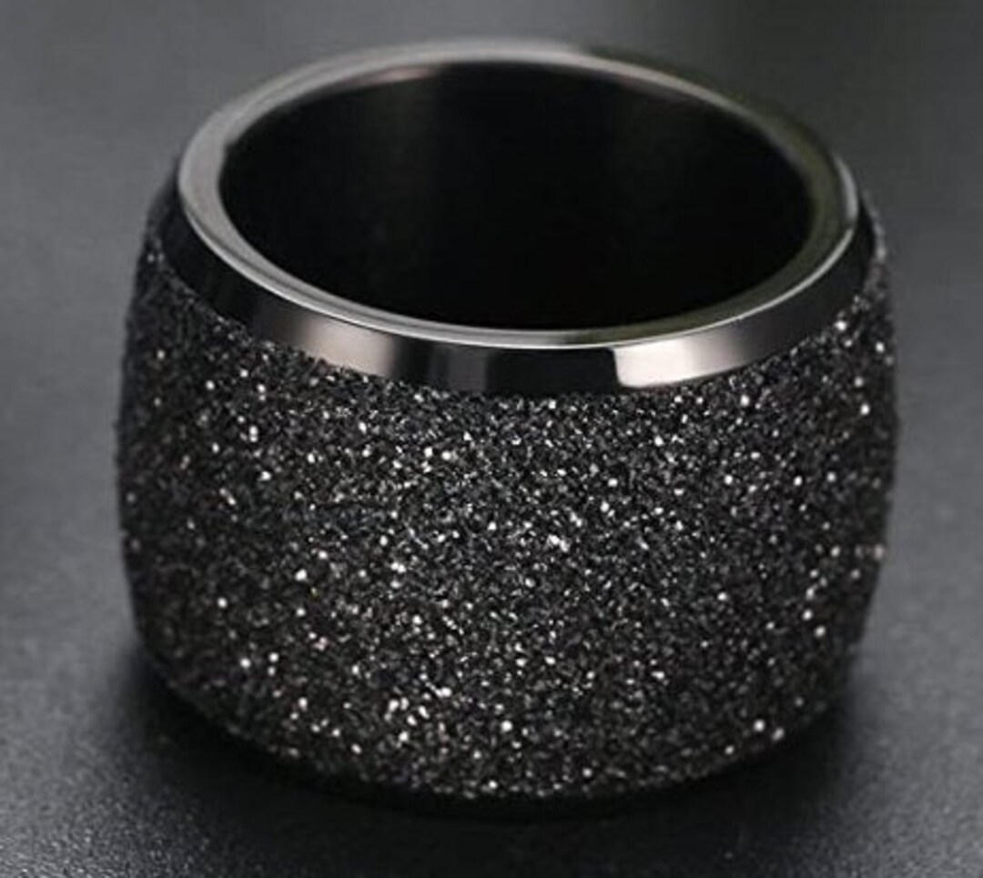 Wedding Sandblasted - Women Men Ring, Wedding Finish Etsy Engagement 6-12 fashion, Anniversary, Ring Band Promise Ring Australia Domed or Size Black 16mm