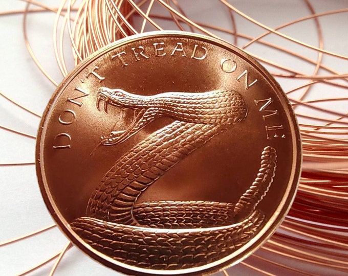 2021 Don't Tread On Me/Rattle Snake 1 Oz Copper Round (Can be Plated in Precious Metal, Gold, Platinum, Silver, Rose Gold and more).