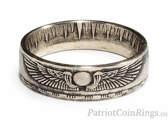 RARE 1955-56 Egyptian 25 Qirsh Commemorative Piastres Coin Ring, 9.5-10mm wide, .720 Silver, Anniversary, Birthday, Heritage, Fashion Ring.