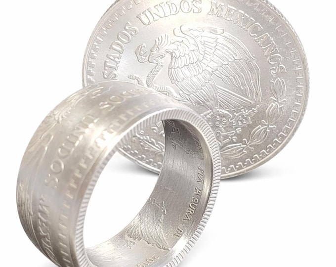 Estados Unidos Mexicanos "COIN RING" Mexican Pure Silver 1oz (un onza) Libertad w/ choice of Finish!  US Ring Sizes 5-22