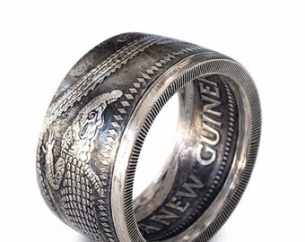 1974-2004 Papua New Guinea 1 Kina K1 - Strong Minting of Saltwater Crocodiles - Wedding Band, Promise Ring, Hunters Band, Reptile Hobbyist