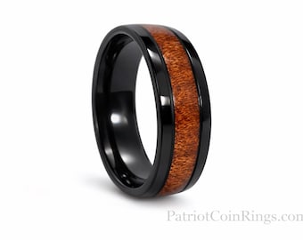 Forged in Freedom: Genuine Whiskey Barrel Wood Ring with a Rugged Arrow Design | engagement, wedding, anniversary, fashion ring US Size 7-13