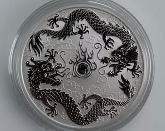VERY RARE 2019 .9999 Pure silver 1oz Dragon & Phoenix Coin (gold, rhodium, silver, platinum, palladium and other plating options available).