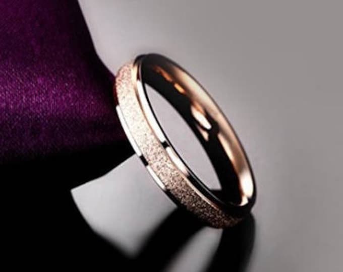 Reg. 169.95 | 4mm Sand Blasted Rose Gold Titanium Ring US Ring Size 3-19  (wedding, anniversary, promise, engagement bands) #777