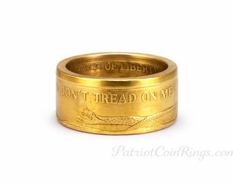 EXTREMELY RARE 1754 "Don't Tread on Me - Give me Liberty or Give me Death" Coin Ring (Available in many precious metal finishes) Size 6-20