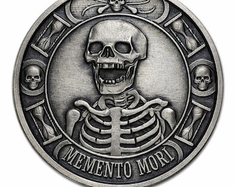 1 oz .9999 Silver Round - Memento Mori Coin Bullion (Anonymous Mint) (OPTIONS: Silver, 18K Gold, 24K Gold, Platinum, Rhodium, Rose Gold, etc