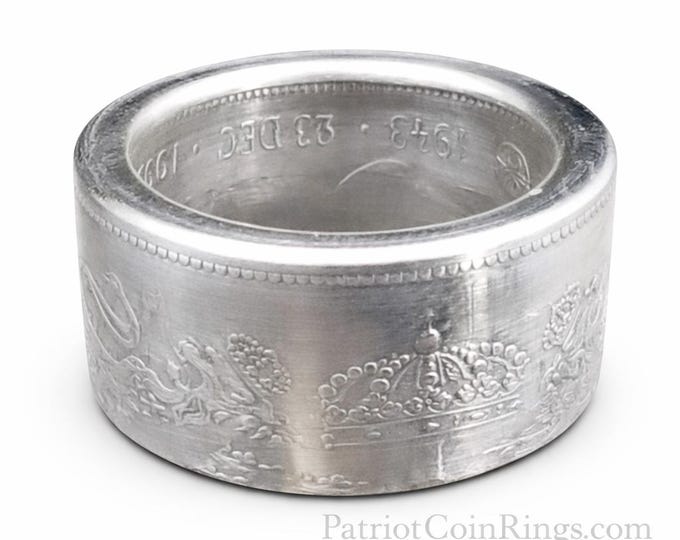 1993 Sweden 200 Kronor - Queen Silvia - 925 Sterling Silver Coin Ring (engagement, wedding, anniversary, birthday, sweedish coin rings)
