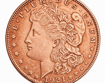 1886  Morgan One Dollar Coin, Morgan Dollar Collector Coin, .999 Copper.