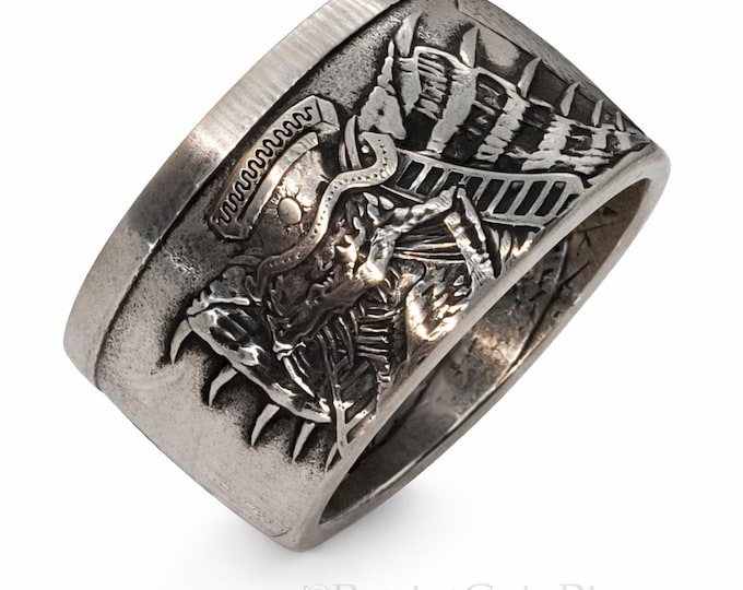 RARE - The Egyptian Dragon 1 oz Silver "Last of the World of Dragons Series" 1 Troy Ounce .999 Pure Silver Ring made from Coin US Size 5-24