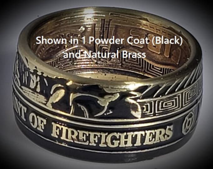 Firefighters Coin Ring! Converted from St. Florian Solid Brass Challenge Coin.  Any Ring Size!  Any Ring Color or Finish!