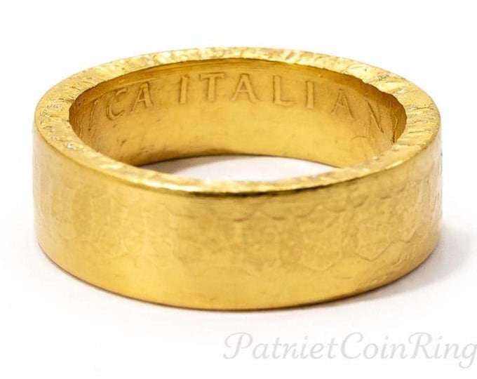 1958-2001 SILVER Italian 500 Lire COIN RING.  Italian Lira Coin Ring: Italian 500 Lire Silver - Detailed Lira Stamping |  Sizes 4-15