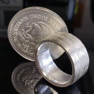 Estados Unidos Mexicanos &quot;COIN RING&quot; Mexican Pure Silver 1/2 oz (half onza) Libertad w/ choice of Finish!