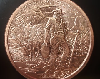 1 Troy oz Copper Round, Provident Prospector, 999 Copper Bullion Round, Metal Plating Options Available.