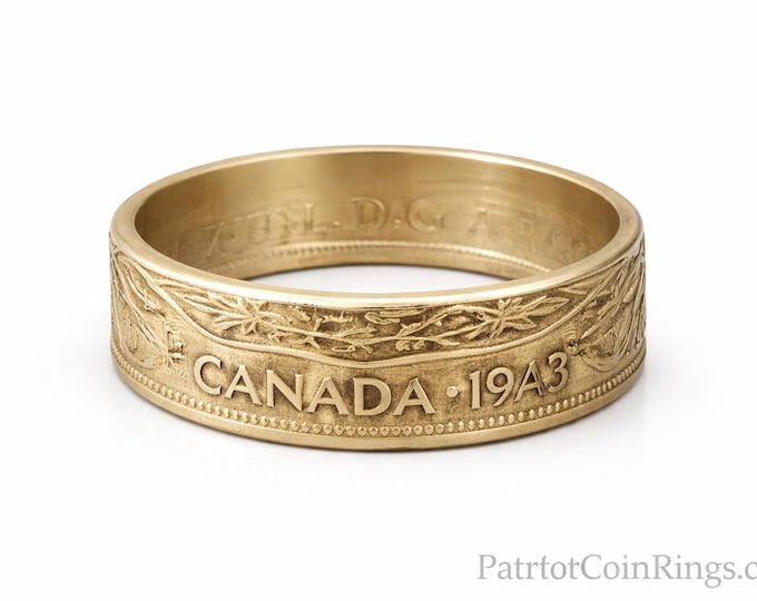 1937–1968 Silver Half Dollar Coin Ring - Silver (Au/Ag) Canadian 50 Cent  (Shown in 24K Gold)