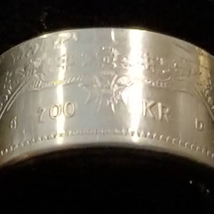 1993 Sweden 200 Kronor Queen Silvia 925 Sterling Silver Coin Ring engagement, wedding, anniversary, birthday, sweedish coin rings image 7