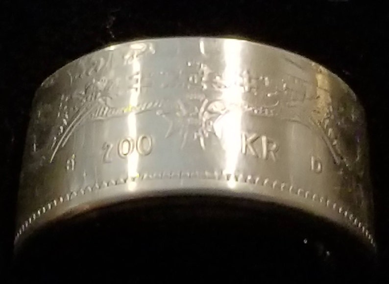 1993 Sweden 200 Kronor Queen Silvia 925 Sterling Silver Coin Ring engagement, wedding, anniversary, birthday, sweedish coin rings image 7