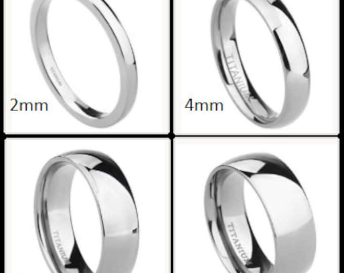 100% Silver Titanium 2mm | 4mm | 6mm | 8mm Comfort Fit Polished Dome Style Wedding Band (Mens & Womens unisex, Engagement, Promise, Ring)