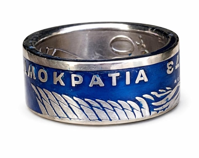 1973 Greek 20 Drachmai - Greece (Handforged Coin Ring)