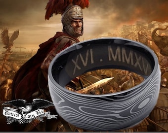 8mm Damascus Style Titanium Stainless Steel Ring (just tell me the size you desire)