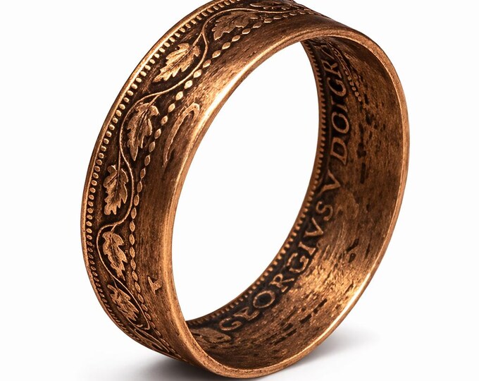 FLASH SALE!  1858–1920 Canadian "BIG" Copper Penny Coin Ring w/ Aged Patina | Double Sided | Straight Wall | Free Shipping !!!