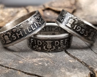 Anillos raros de monedas de dos chelines de Cardos