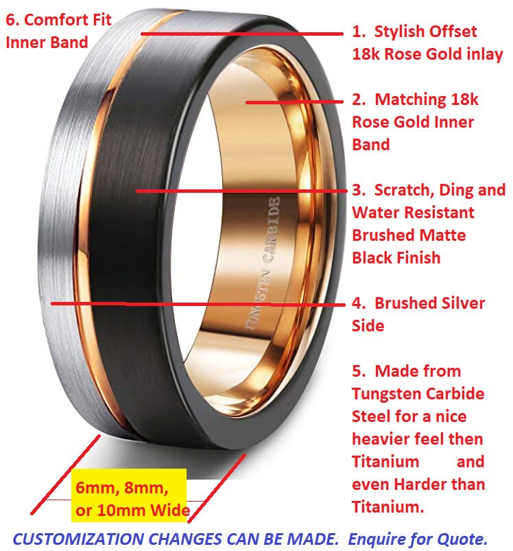 SEniutarm Engagement Love Rings Wedding Bands 8MM Fashion Unisex Dual Color Thin Line-Inside Brushed Band Finger Ring Jewelry for Women//Girl Finger Rings DIY Jewelry Gifts