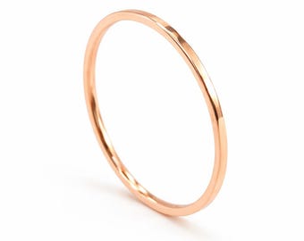 Thin Stackable Midi Ring | 1mm Minimalist Knuckle Rings | Rose Gold Stack Rings | Tiny Stacking Rings | Toe Ring | Thumb Ring (Sizes 2-20)
