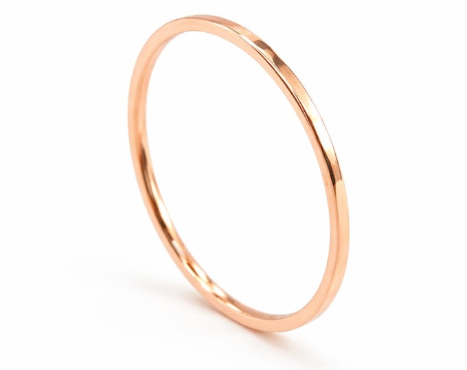 Thin Stackable Midi Ring | 1mm Minimalist Knuckle Rings | Rose Gold Stack Rings | Tiny Stacking Rings | Toe Ring | Thumb Ring (Sizes 2-20)