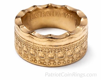 Silver Jubilee Coin Ring - 1977 Australian 50 Cent, Scalloped Design
