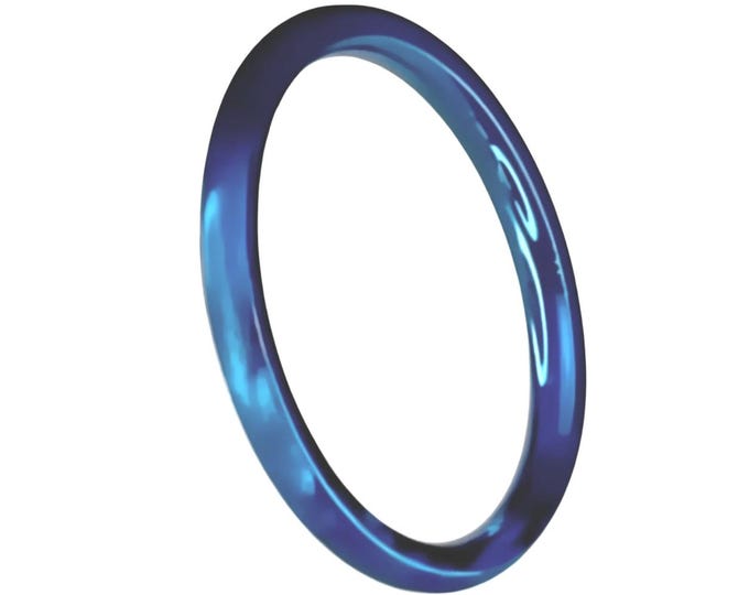 2mm Blue Titanium Stackable Midi Rings (for fun, dress up, parties, current fashion, ladies, women, girls thin bands (US SIZES 2-17)