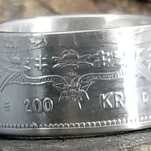 1993 Sweden 200 Kronor Queen Silvia 925 Sterling Silver Coin Ring engagement, wedding, anniversary, birthday, sweedish coin rings image 6