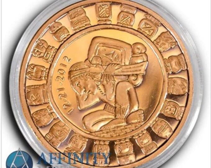 1oz .999 Copper Mayan Aztec Calendar Bullion Coin (Choose from Gold Plated, Antique Patina, Silver Plated, Straight Copper, Platinum, etc)