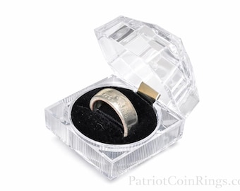 1776-1976 Bicentennial Silver Half Dollar Coin Ring w/ Mirror Finish | Double Sided | Straight Wall | Slightly Beveled Comfort Fit Sides