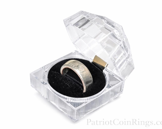 1776-1976 Bicentennial Silver Half Dollar Coin Ring w/ Mirror Finish | Double Sided | Straight Wall | Slightly Beveled Comfort Fit Sides