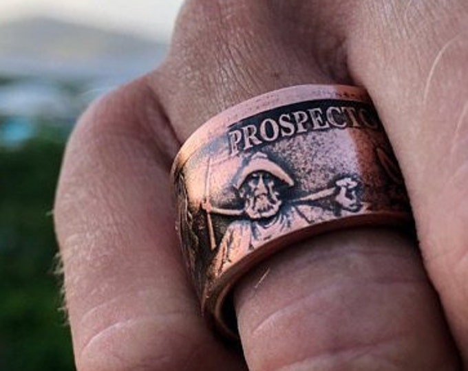 FLASH SALE!  Coin Ring made to order:  1 Troy oz Copper Round - Provident Prospector .999 Copper Bullion Round