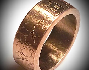 9mm THIN CUT - Japanese 1000 Yen .925 Pure Silver Coin Ring (Tokyo Olympic Games) - wedding band / engagement ring / Japanese Art