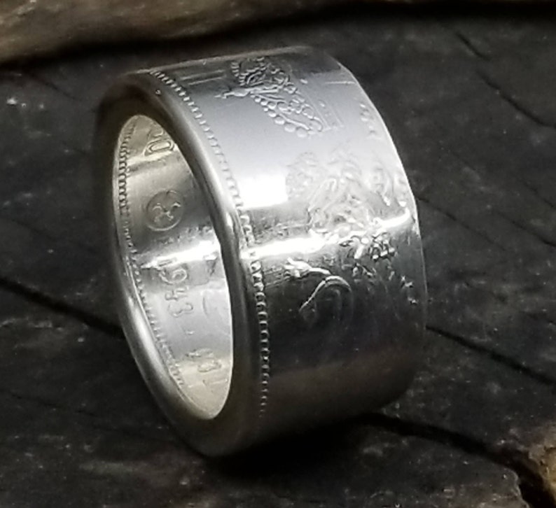 1993 Sweden 200 Kronor Queen Silvia 925 Sterling Silver Coin Ring engagement, wedding, anniversary, birthday, sweedish coin rings image 3