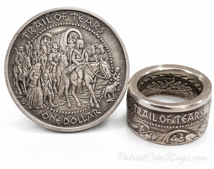 Extremely RARE 2010 SHAWNEE TRIBE "Trail Of Tears" 1oz Silver Proof Coin converted into a beautiful Ring!  Trail of Tears Heritage Coin Ring