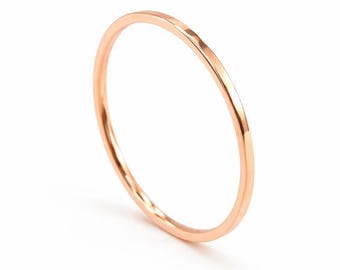 Thin Stackable Midi Ring | 1mm Minimalist Knuckle Rings | Rose Gold Stack Rings | Tiny Stacking Rings | Toe Ring | Thumb Ring (Sizes 2-20)