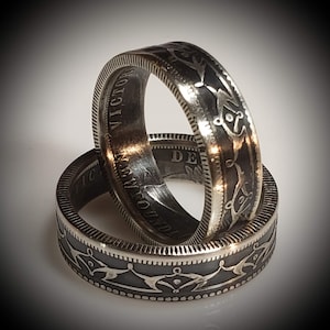 1874 Silver Newfoundland Queen Victoria 50 Cent Half dollar Coin Ring (Very Rare - Only 80k minted) / Canada / Canadian 147 YEARS OLD!