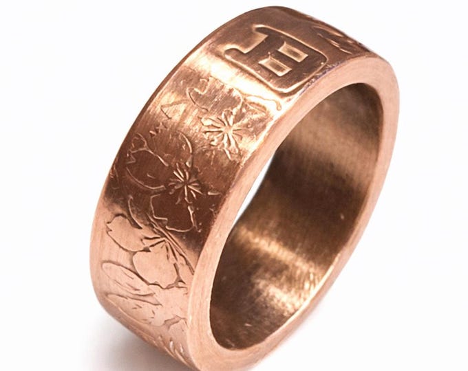 9mm THIN CUT - Japanese 1000 Yen .925 Pure Silver Coin Ring (Tokyo Olympic Games) - wedding band / engagement ring / Japanese Art