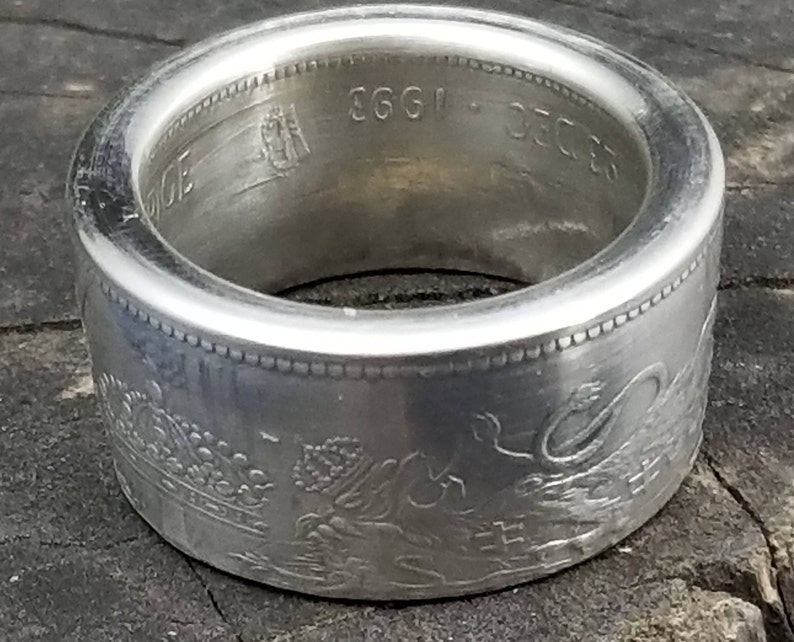 1993 Sweden 200 Kronor Queen Silvia 925 Sterling Silver Coin Ring engagement, wedding, anniversary, birthday, sweedish coin rings image 5