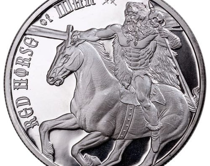 RARE COIN!  1oz .9999 Solid Silver Coin Red Horse Of War from The Four Horseman Of The Apocalypse Series (Precious Metal Options Avail.)