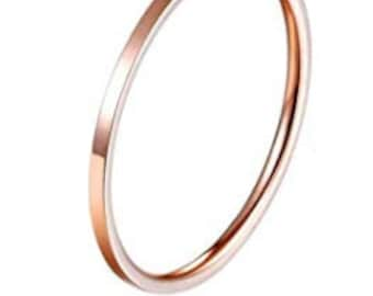 1MM, Thin, ROSE GOLD, Stainless Steel, Knuckle Midi Stacking Rings for Women, Girls Plain Band, Comfort Fit (Buy Bulk & Save Big).