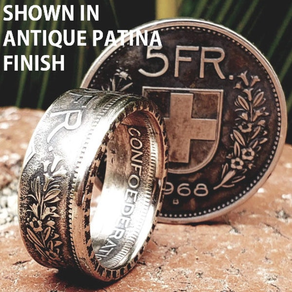 1931-1969 (.835 SILVER) Switzerland 5 Francs - Helvetica / Franken / Franchi (5 CHF) (Swiss Confederation) Coin Rings, Anniversary, Heritage