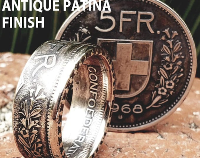 1931-1969 (.835 SILVER) Switzerland 5 Francs - Helvetica / Franken / Franchi (5 CHF) (Swiss Confederation) Coin Rings, Anniversary, Heritage