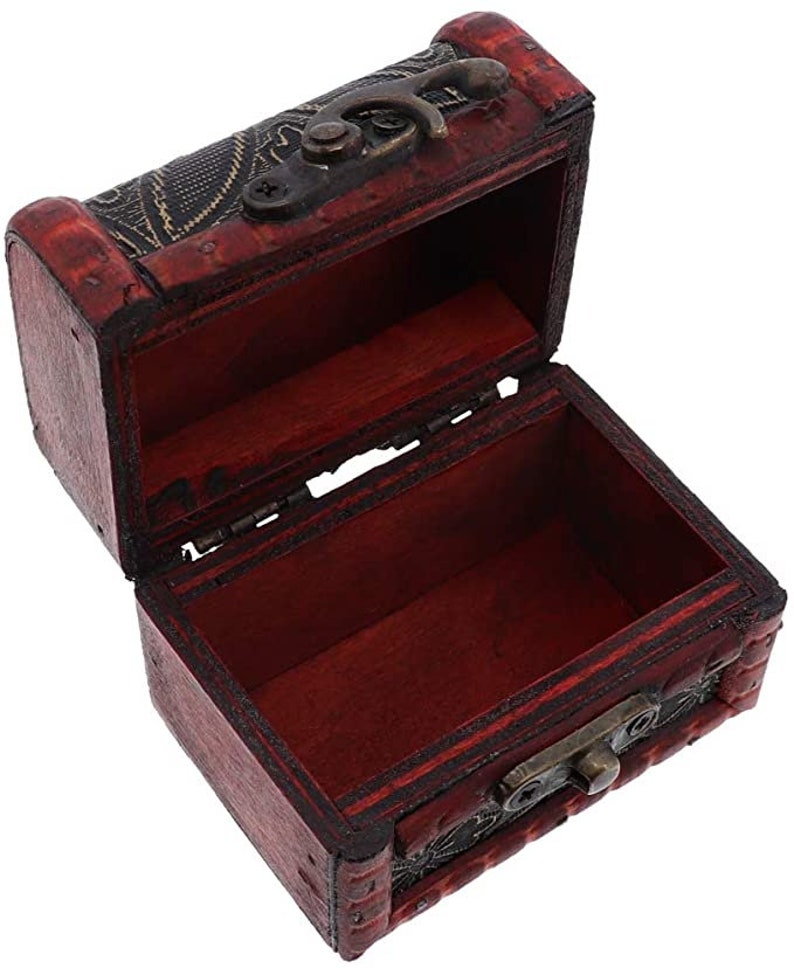 Small Wooden Treasure Chest W/ Ornate and Antique Style Finish Etsy